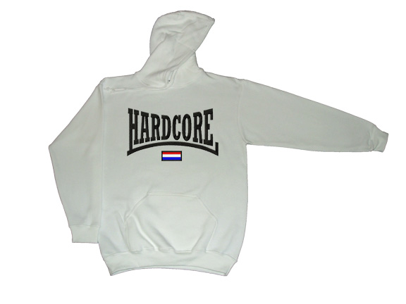 (9e)Hooded Hardcore logo nl Vlag(wit)